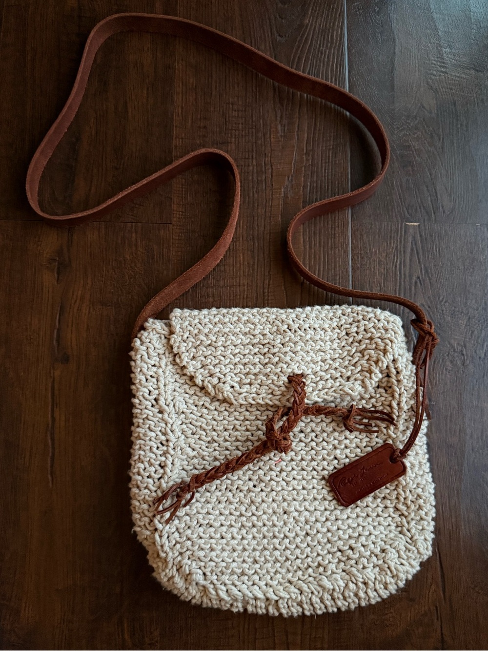 Vintage Ralph Lauren Hand Knit Crossbody Bag • Made in Great Britain
